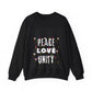 PEACE LOVE Unisex Heavy Blend™ Crewneck Sweatshirt