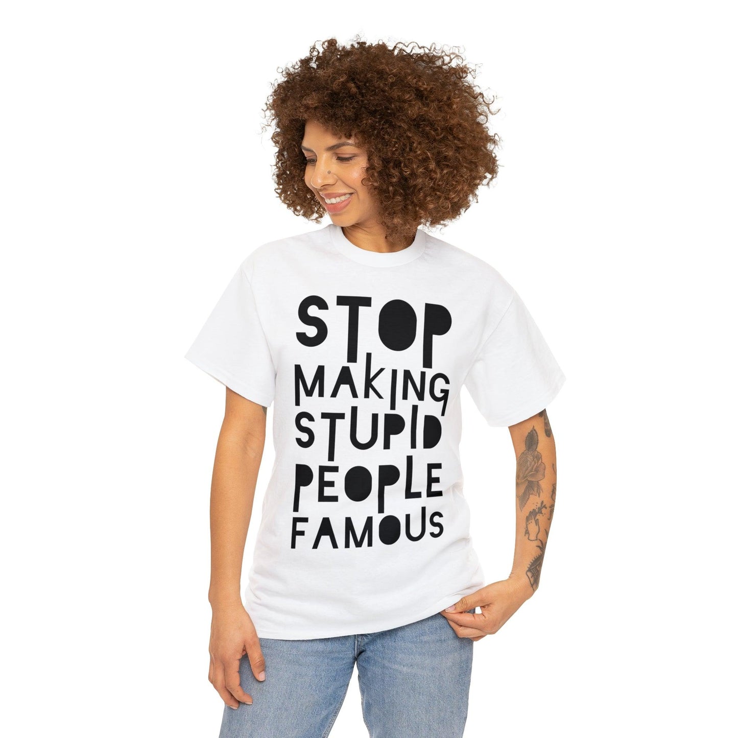 Funny Stupid People Unisex Heavy Cotton Tee - PremiumBrandGoods