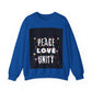 PEACE LOVE Unisex Heavy Blend™ Crewneck Sweatshirt