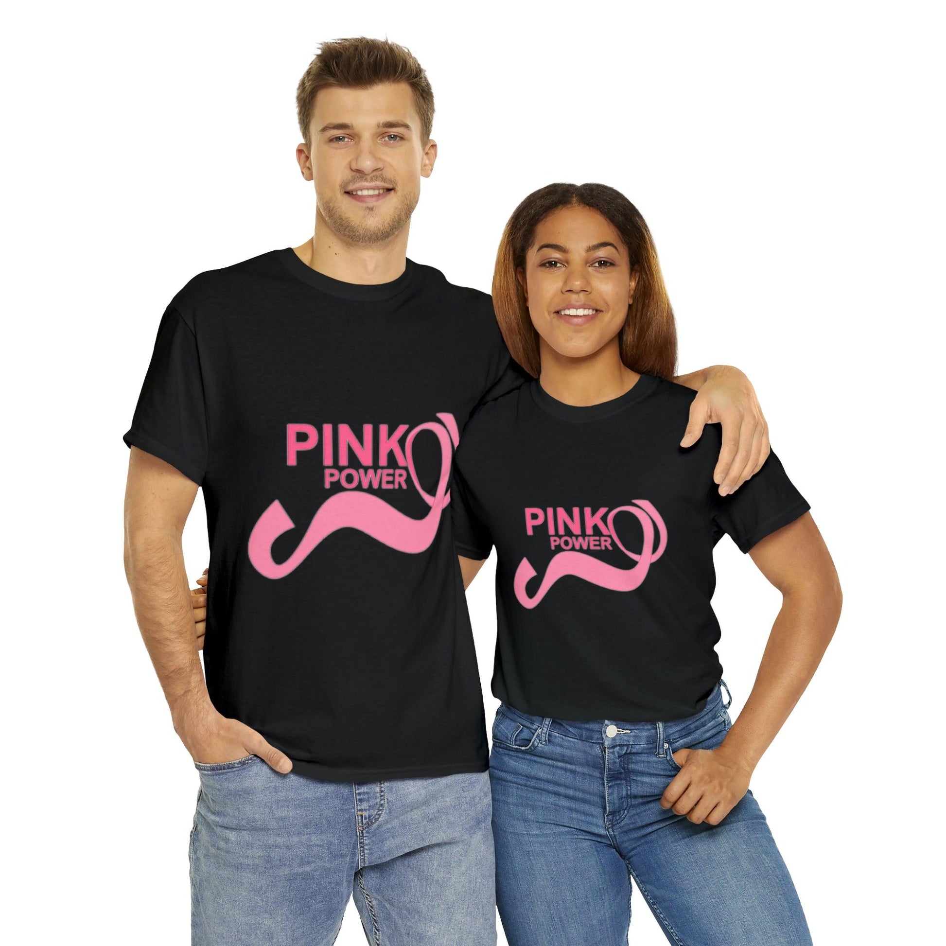 Breast Cancer Pink Power Unisex Heavy Cotton Tee - PremiumBrandGoods