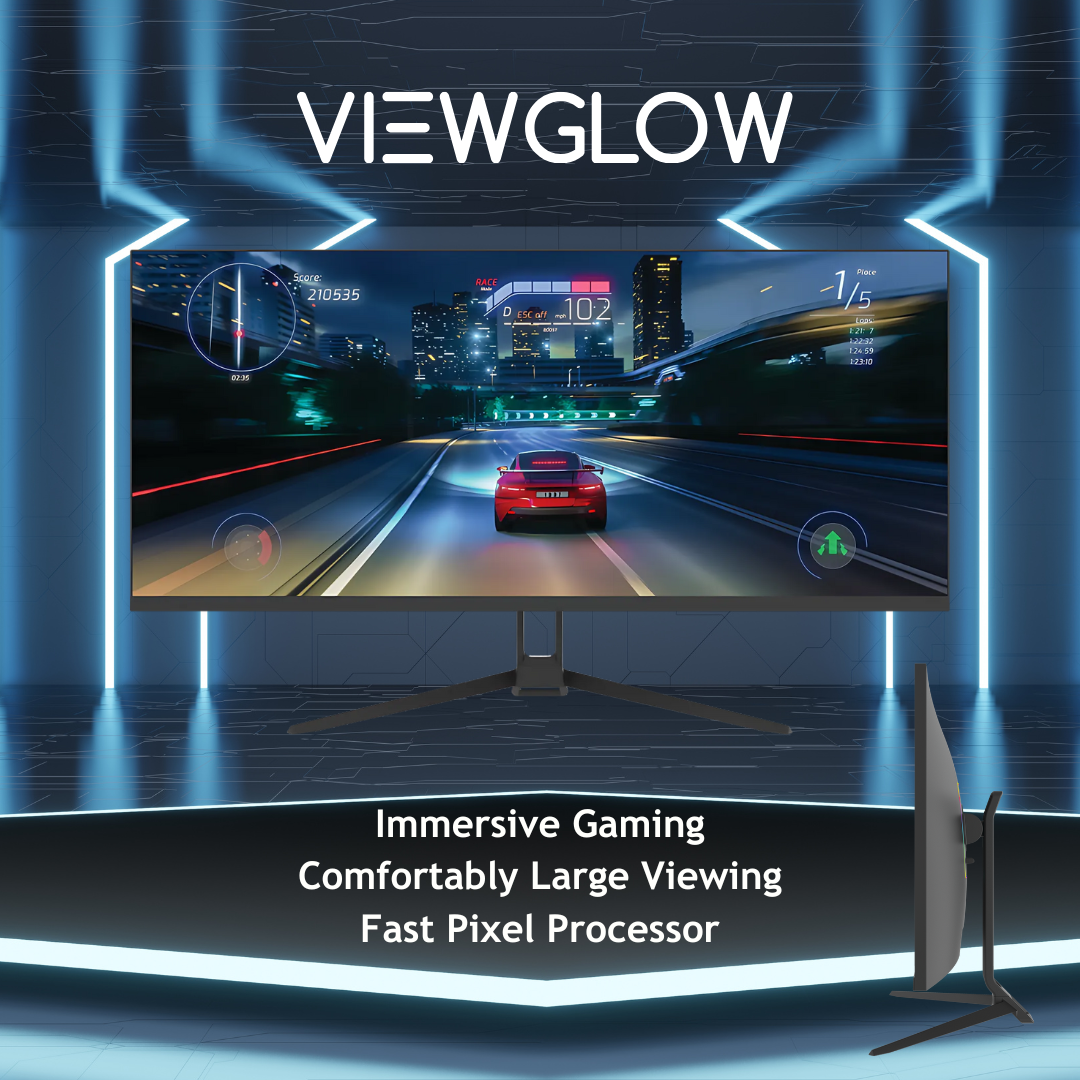 ViewGlow 34" GAMING MONITOR 3440X1440 LED WQHD 1MS 100HZ 21:9 WIDE MONITOR IMMERSIVE GAMING