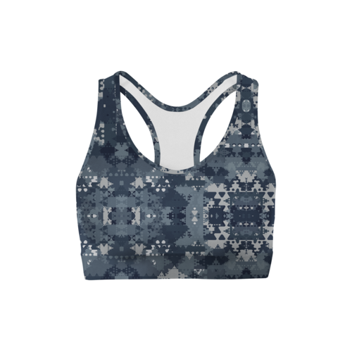 Digital Blue Camo Back Color Sports Bra